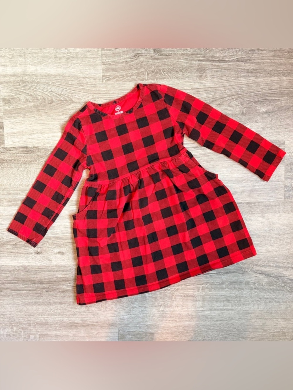 Wonder Nation toddler girls red/black plaid long sleeve dress